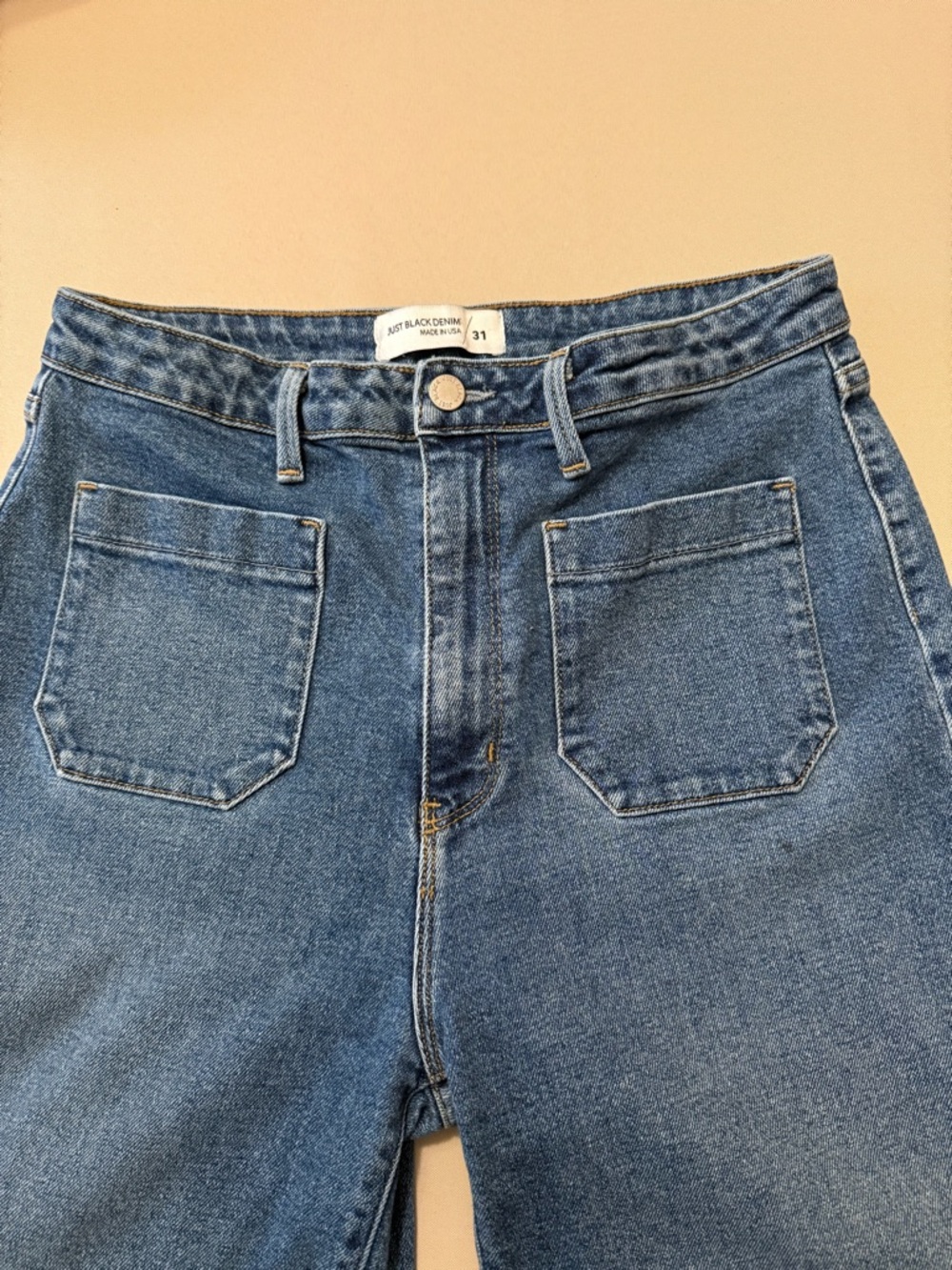 Just Black Denim Sailor Patch Pocket Wide Leg Jeans Size 31 - Picture 5 of 8